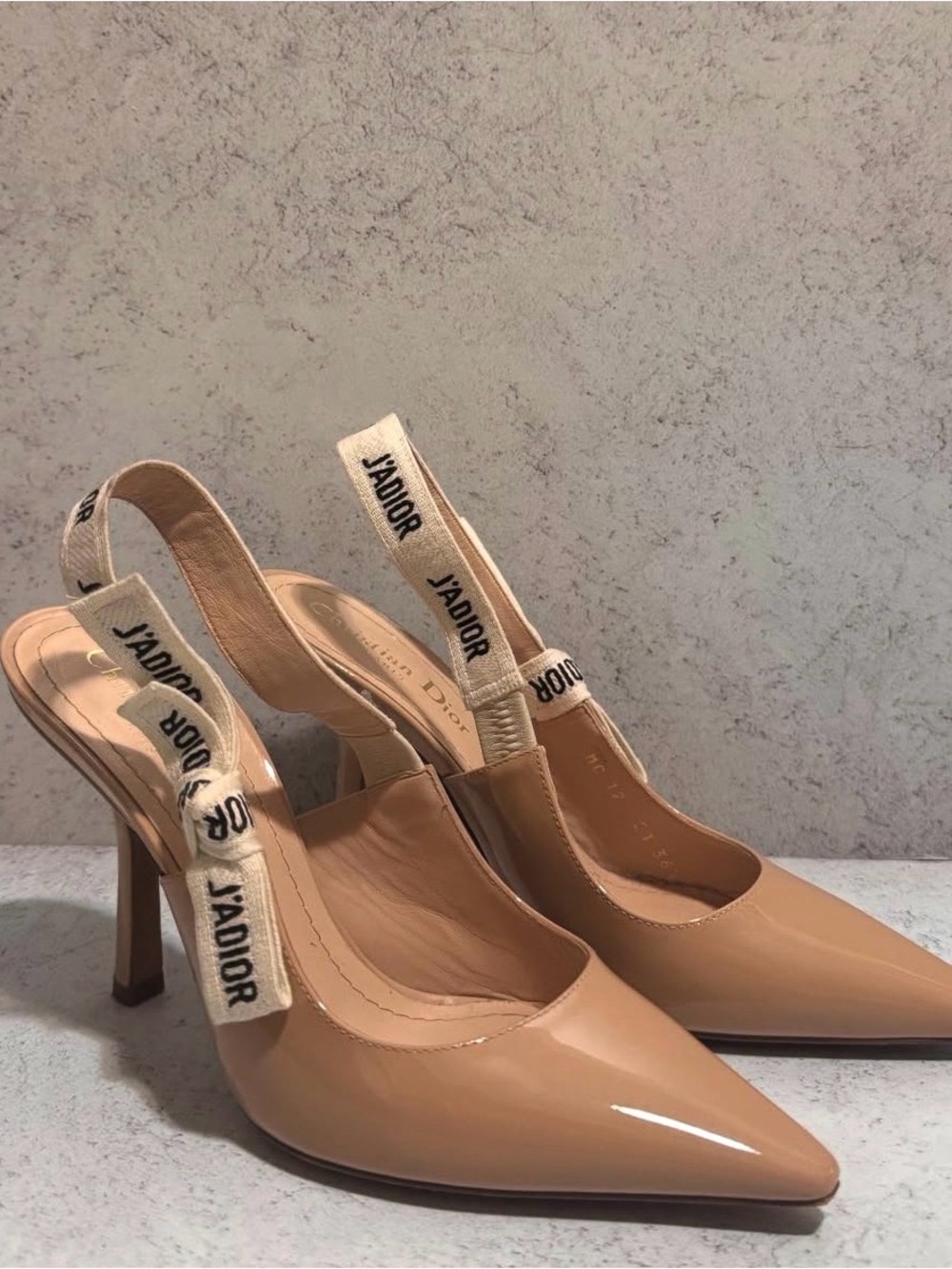 J'Adior Nude Patent Slingback Pumps 36.5